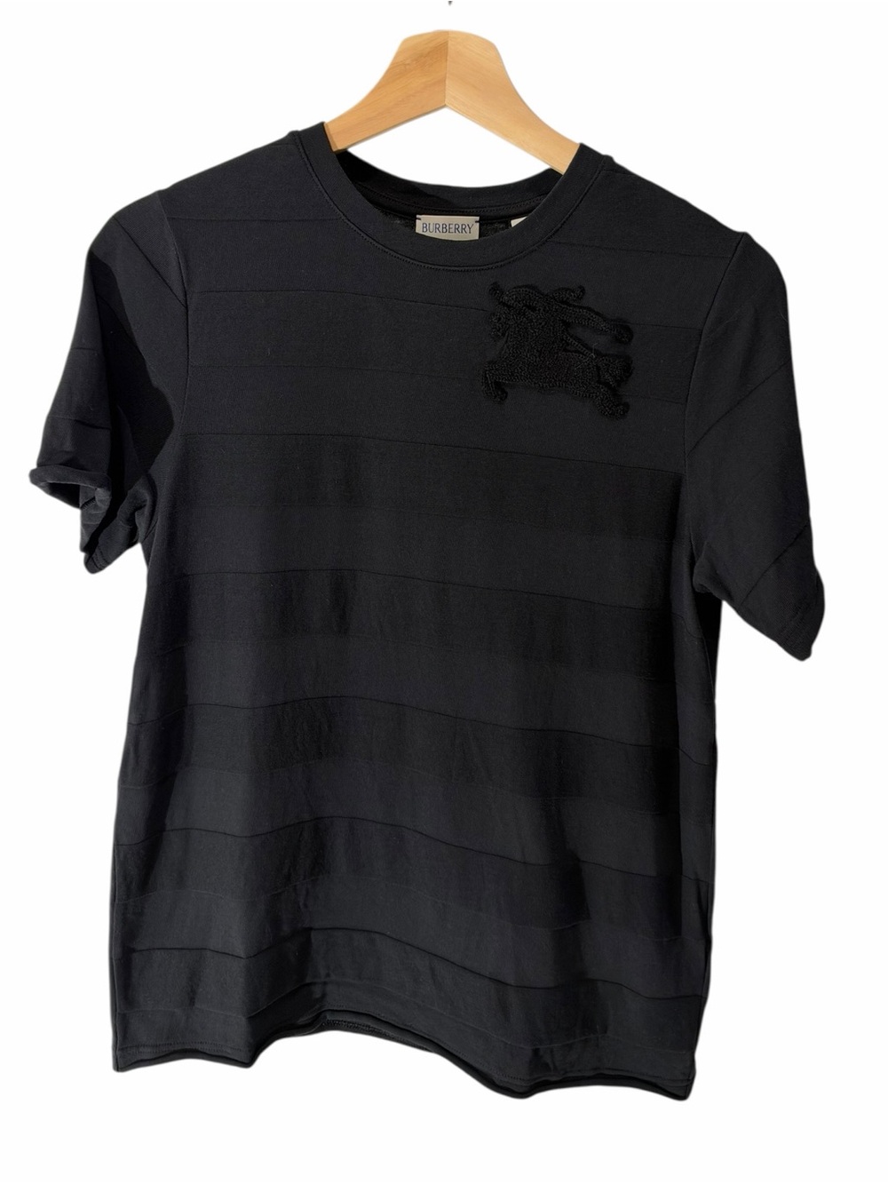 Burberry Black Short Sleeve Embroidered Motif Tee